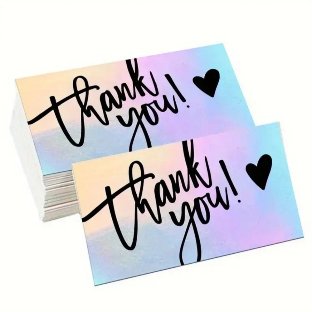 50 Holographic Thank You Cards